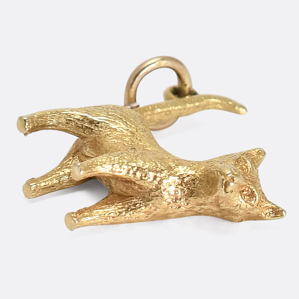 Vintage Gold Cat Charm