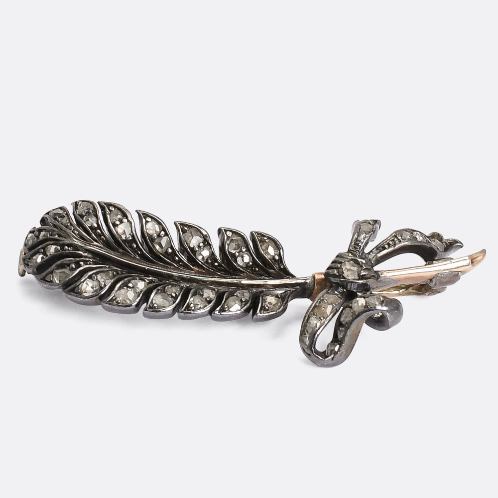 Victorian Diamond Feather Brooch