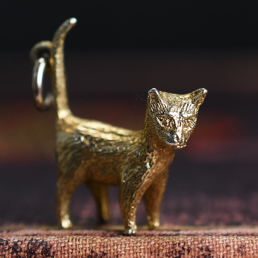 Vintage Gold Cat Charm