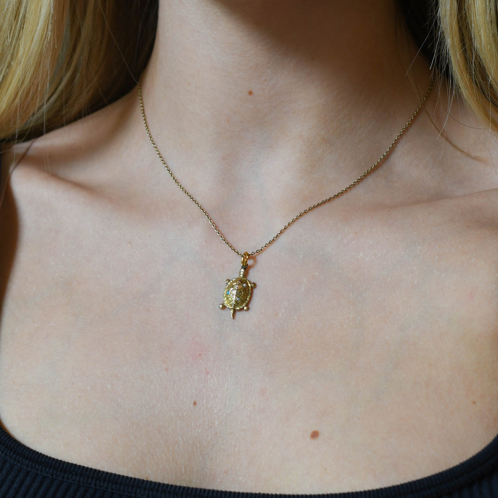 Edwardian Pearl & Turquoise Turtle Charm