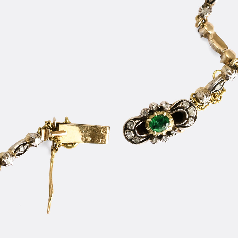 Mid-Century Emerald & Diamond Necklace