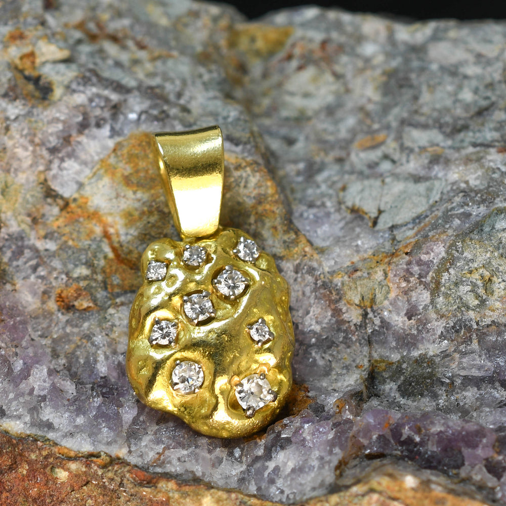 Vintage Diamond Gold Nugget Pendant