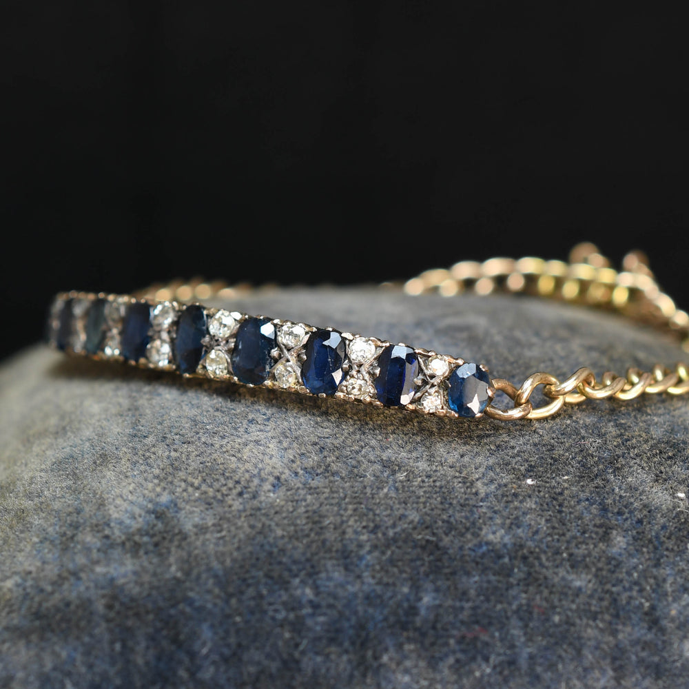 Victorian Sapphire & Diamond Curb-Link Bracelet