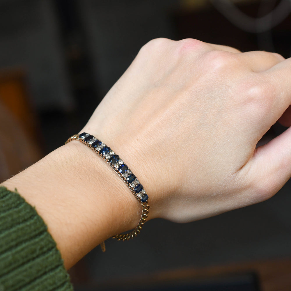 Victorian Sapphire & Diamond Curb-Link Bracelet