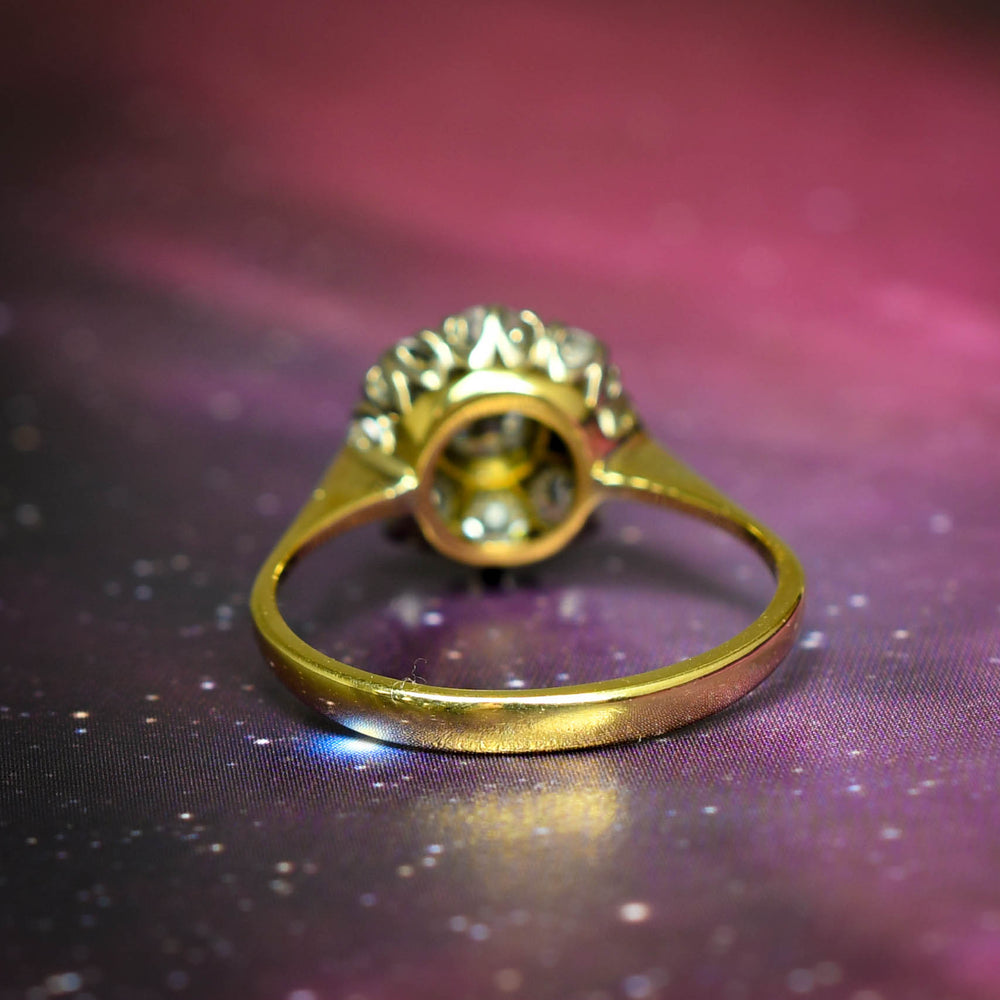 1930's Transitional Cut Diamond Flower Ring