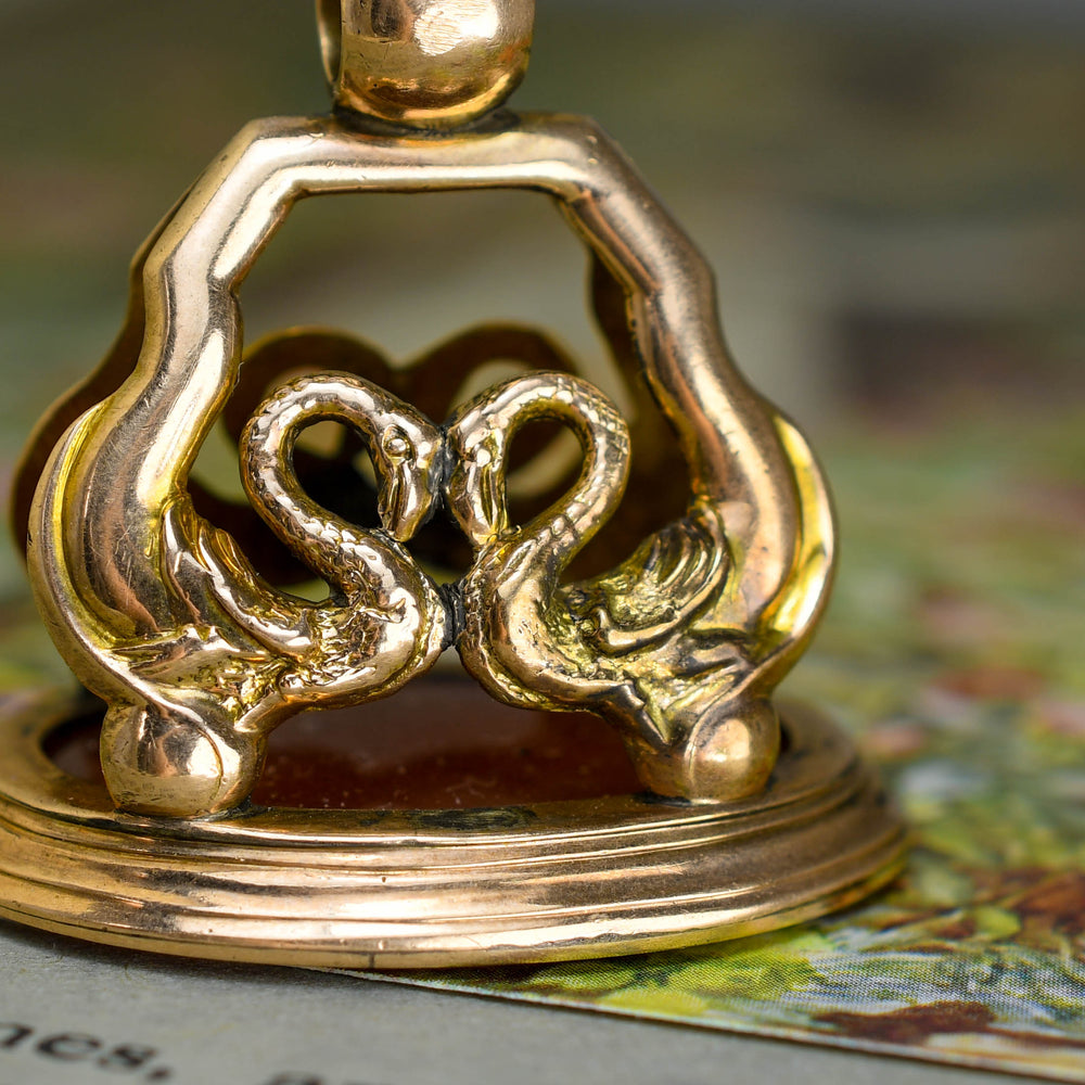 Georgian Love Bird Carnelian Seal Fob Pendant