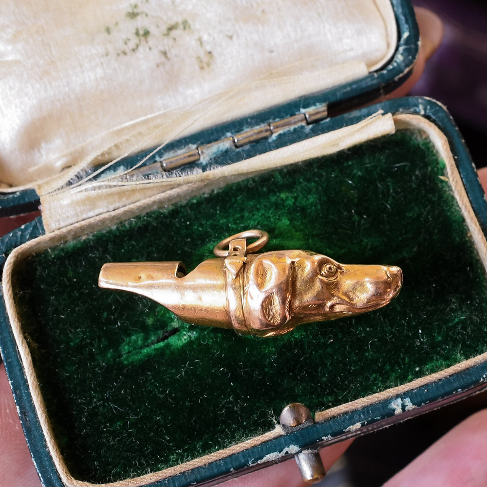 Victorian 15k Gold Dog Whistle Pendant