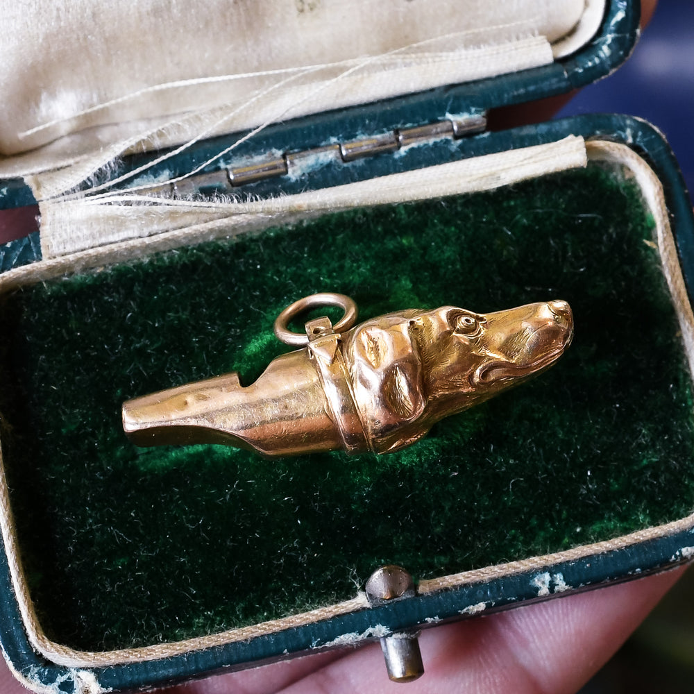 Victorian 15k Gold Dog Whistle Pendant