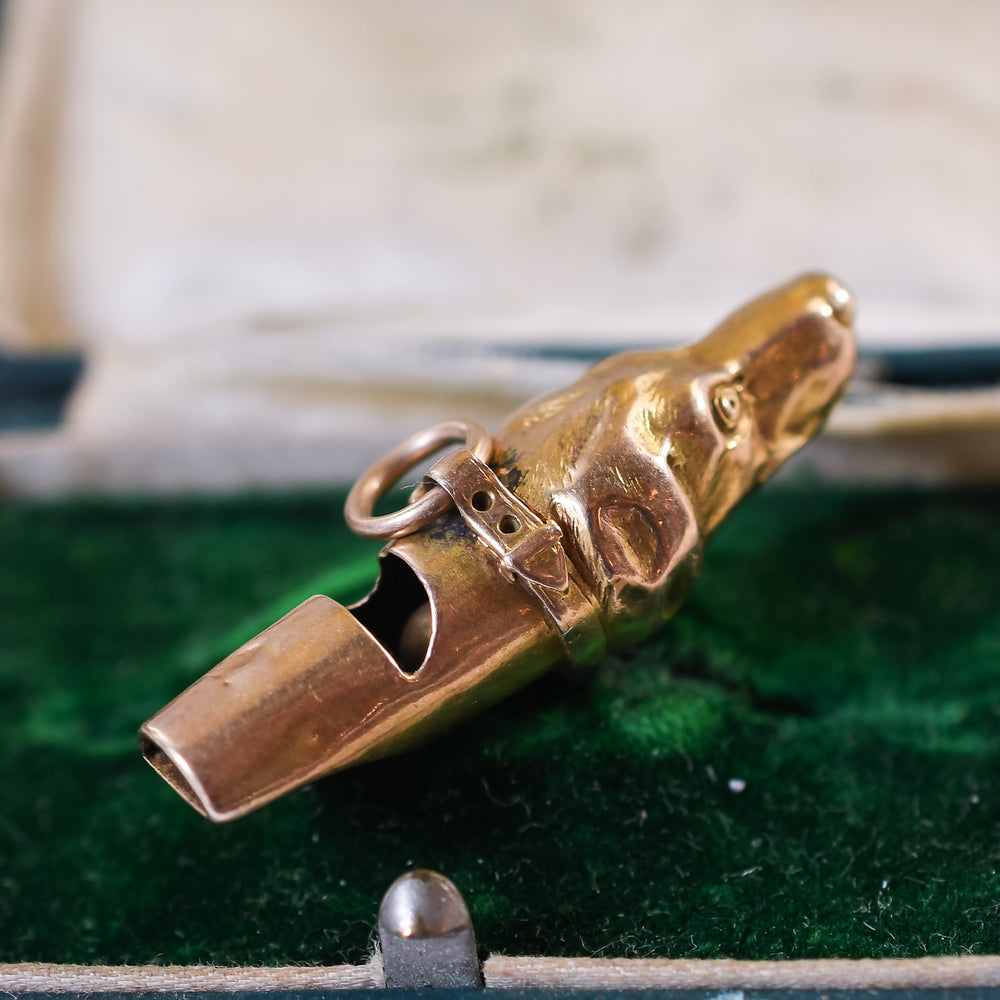 Victorian 15k Gold Dog Whistle Pendant