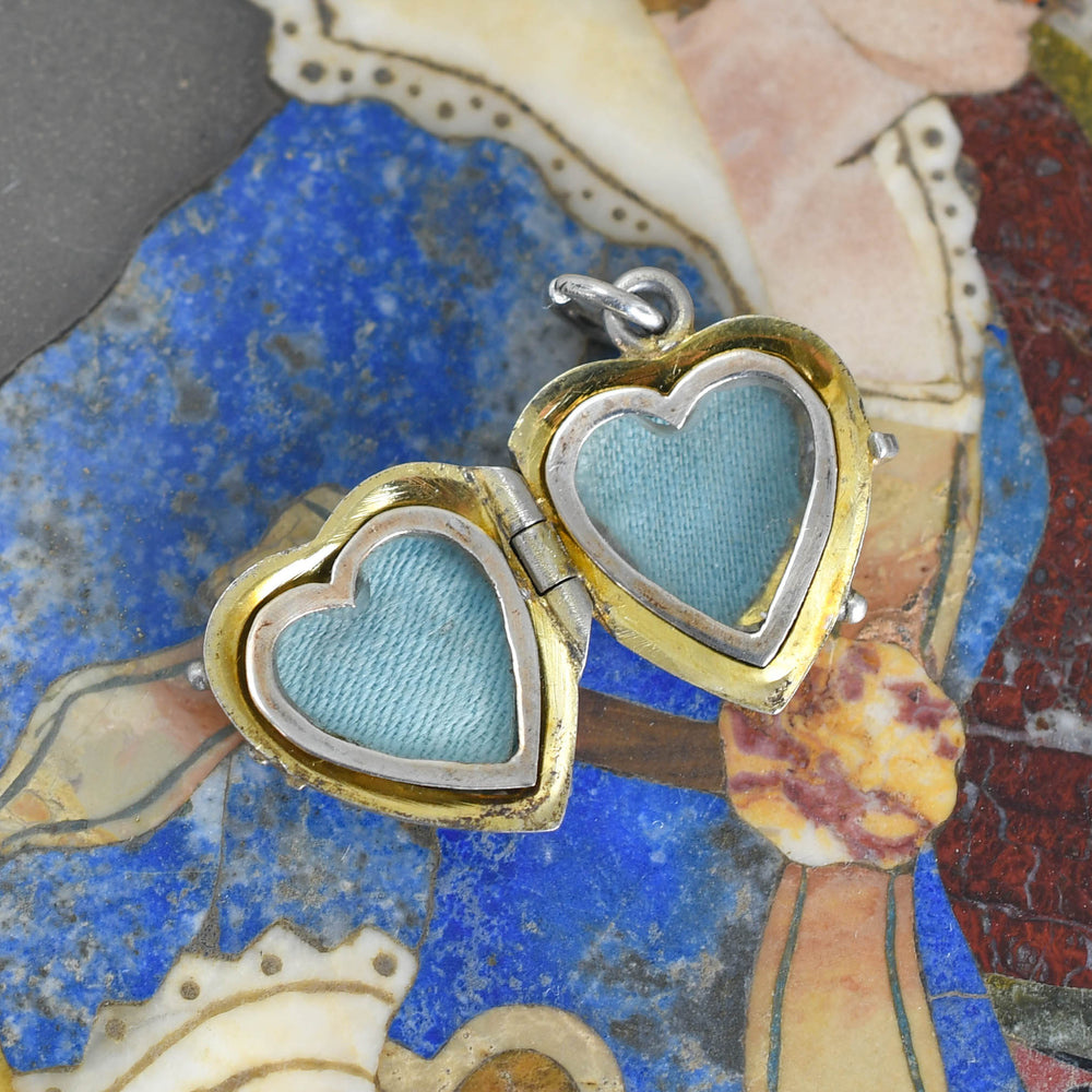Victorian Silver Lucky Enamel Clover Heart Charm