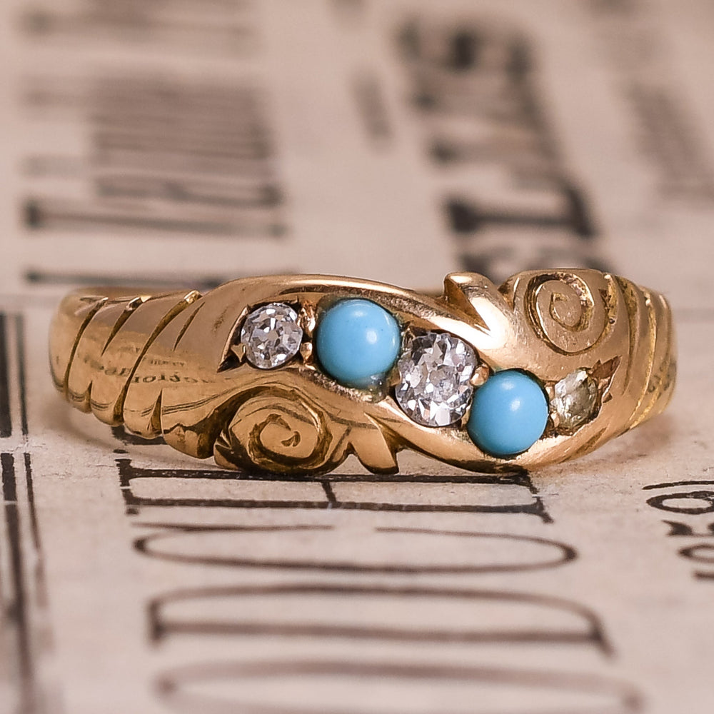 Late Victorian Turquoise & Diamond Ring