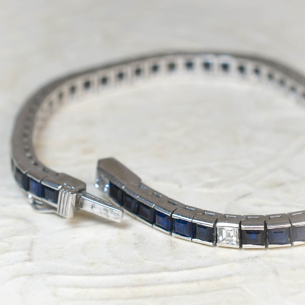 Art Deco Sapphire & Diamond Line Bracelet