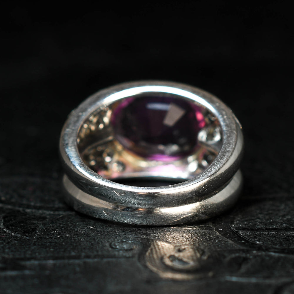 Vintage French 5.68ct Pink Topaz & Diamond Statement Ring