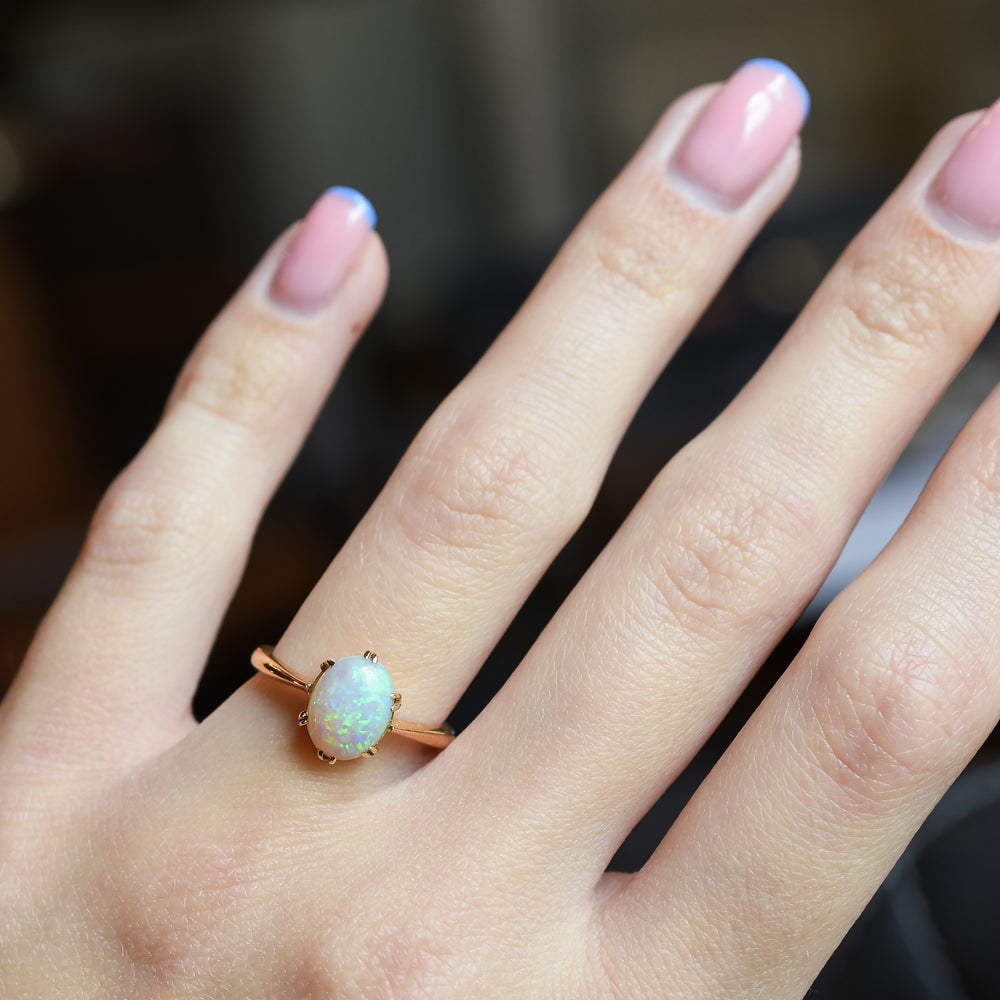 Art Deco 22ct Gold Opal Solitaire Ring