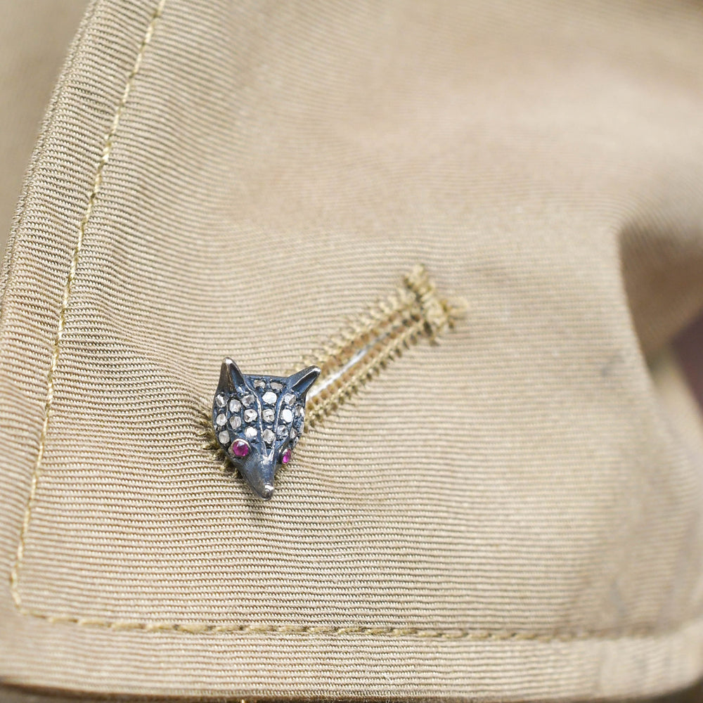 Victorian Diamond & Ruby Fox Stick Pin