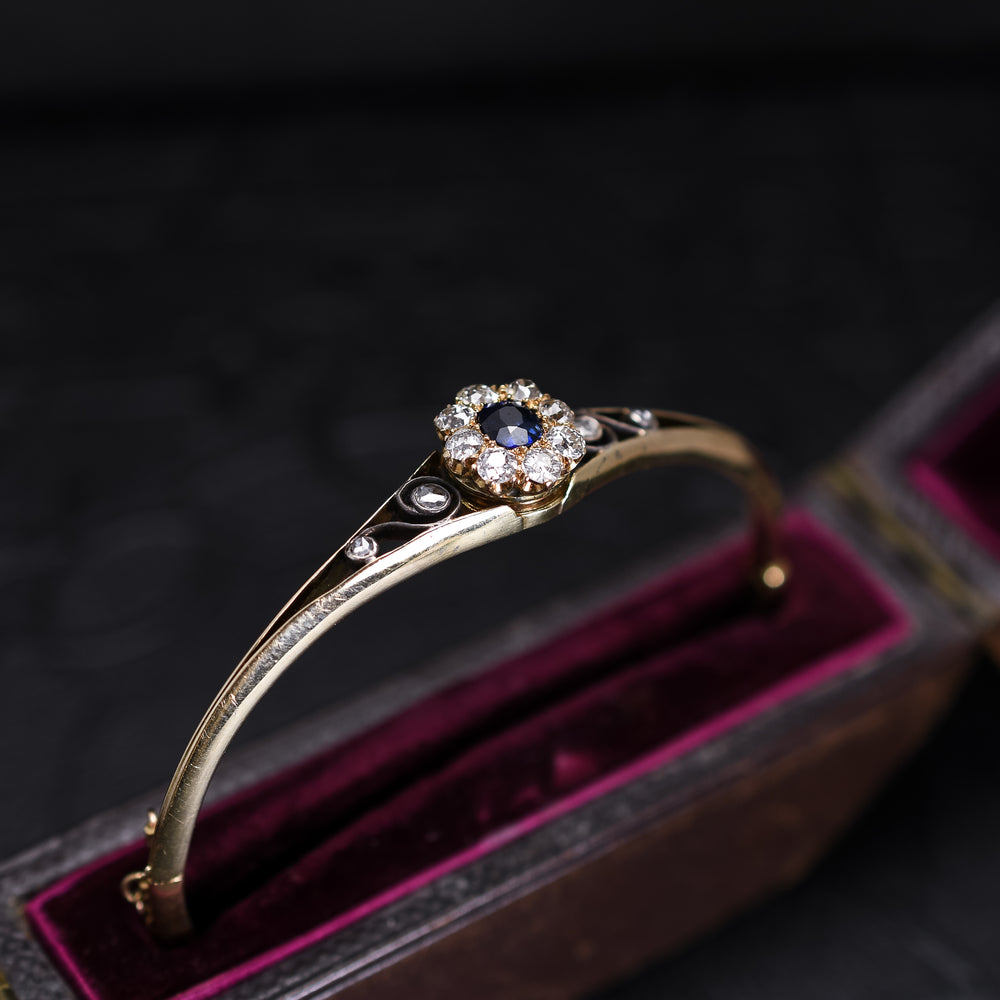 Victorian Sapphire & Diamond Cluster Bangle