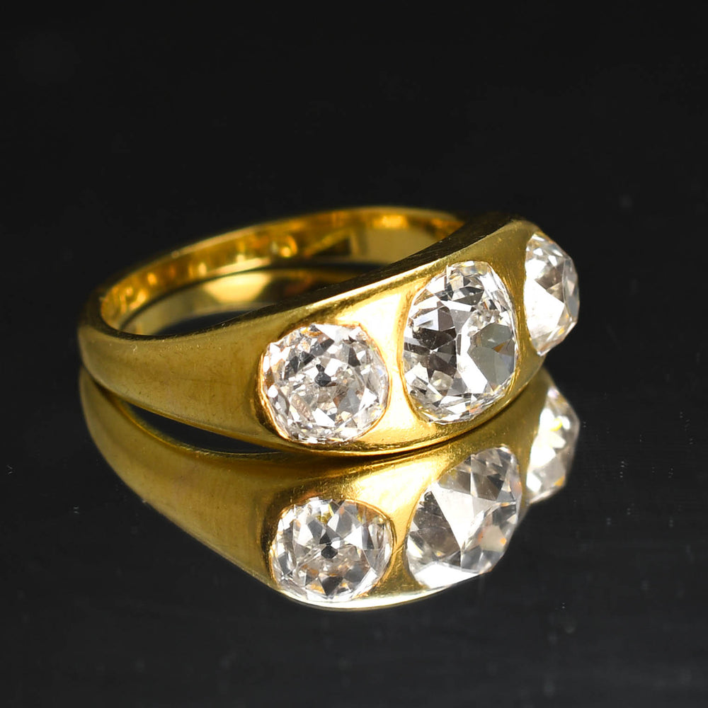 Early Victorian 3.36ct Diamond 3-Stone Gypsy Ring