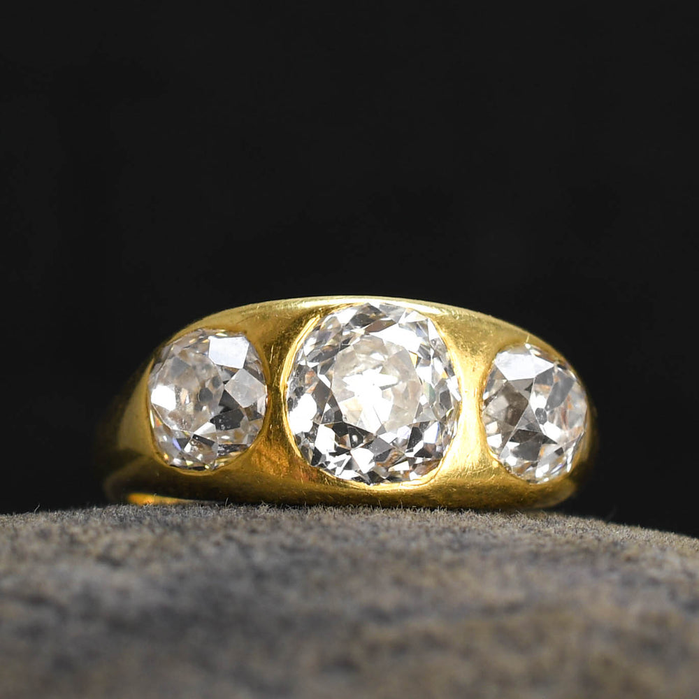 Victorian 3.36ct Diamond 3-Stone Gypsy Ring