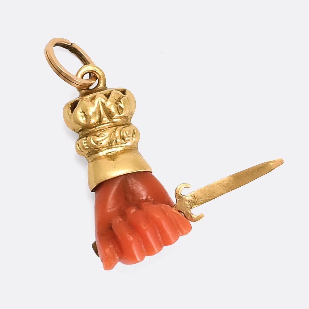 Georgian Coral Hand & Dagger Charm