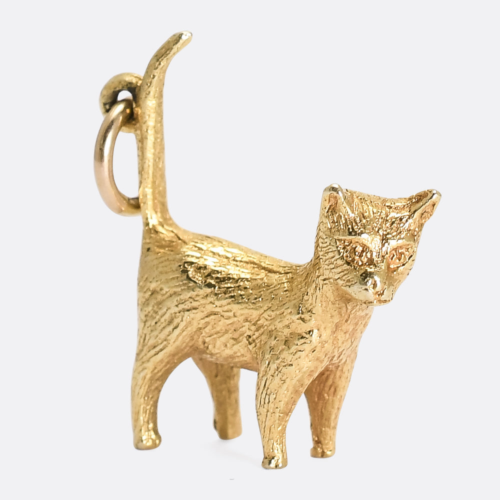 Vintage Gold Cat Charm