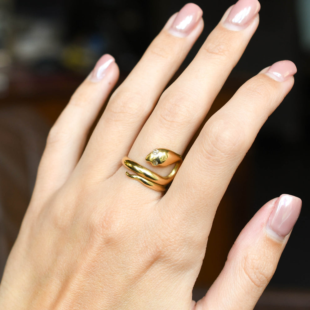 Edwardian Diamond Coiled Snake Ring