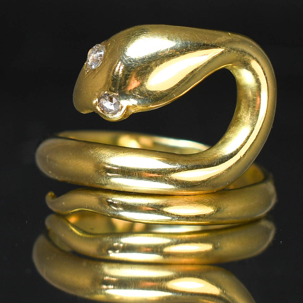 Edwardian Diamond Coiled Snake Ring