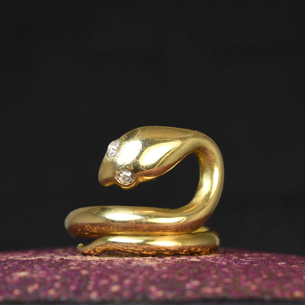 Edwardian Diamond Coiled Snake Ring