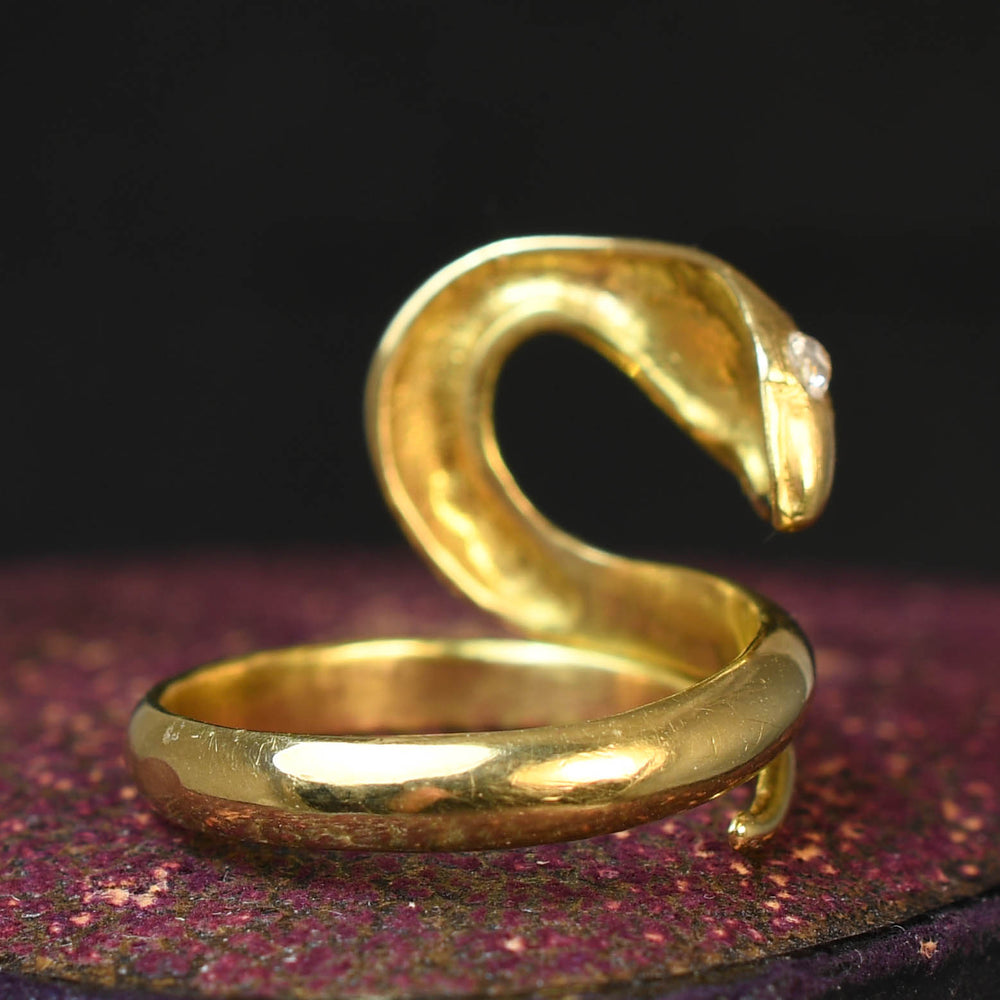 Edwardian Diamond Coiled Snake Ring