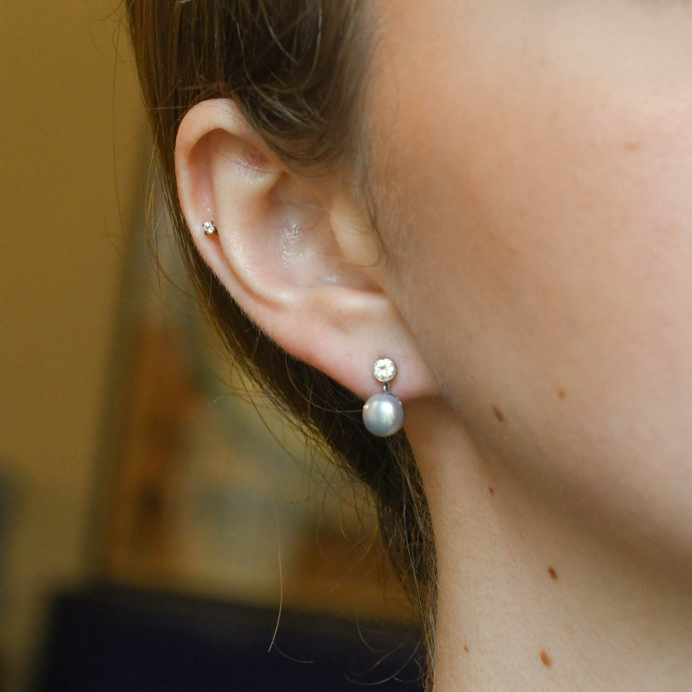 Edwardian Natural Pearl & Diamond Earrings