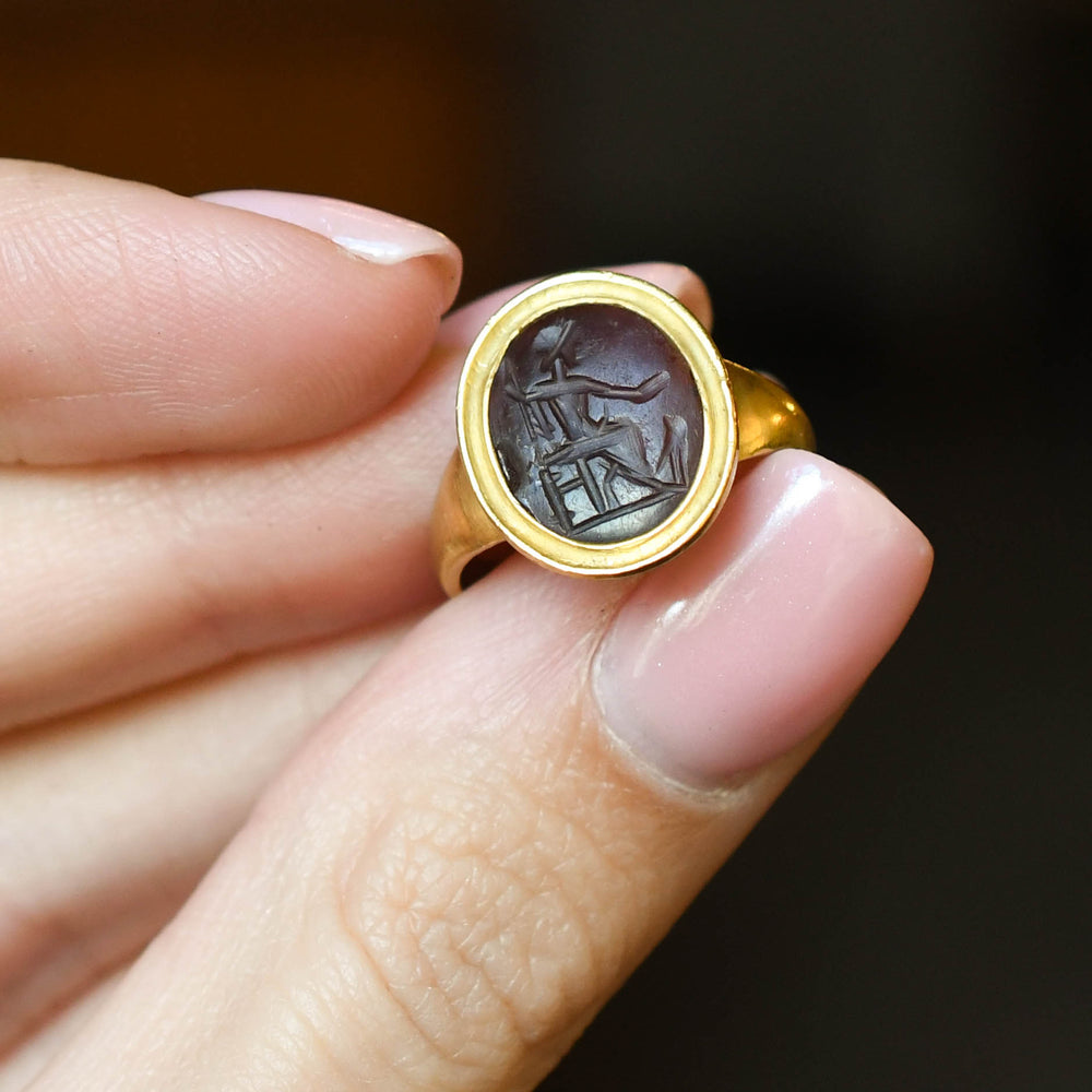 Roman Zeus Intaglio in 18k Georgian Ring Mount