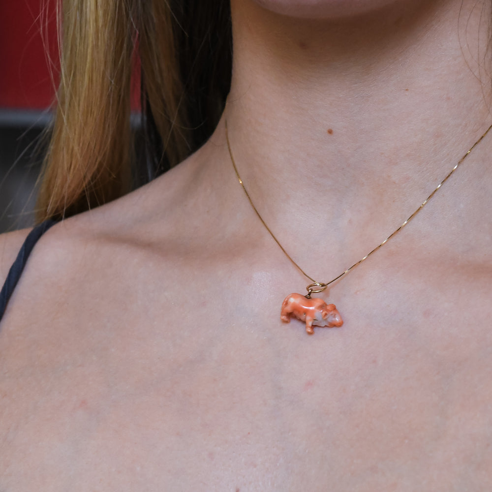 Georgian Coral Bison Charm