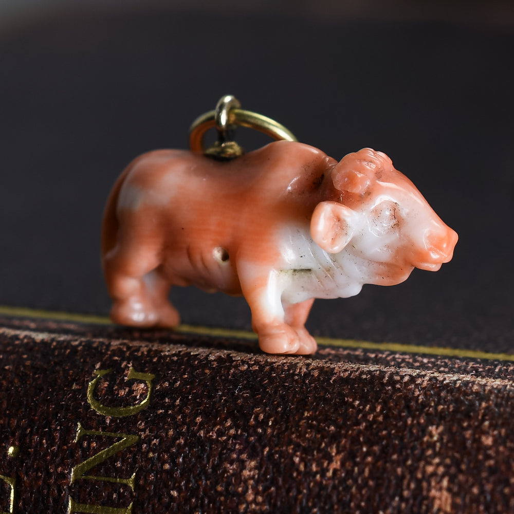 Georgian Coral Bison Charm