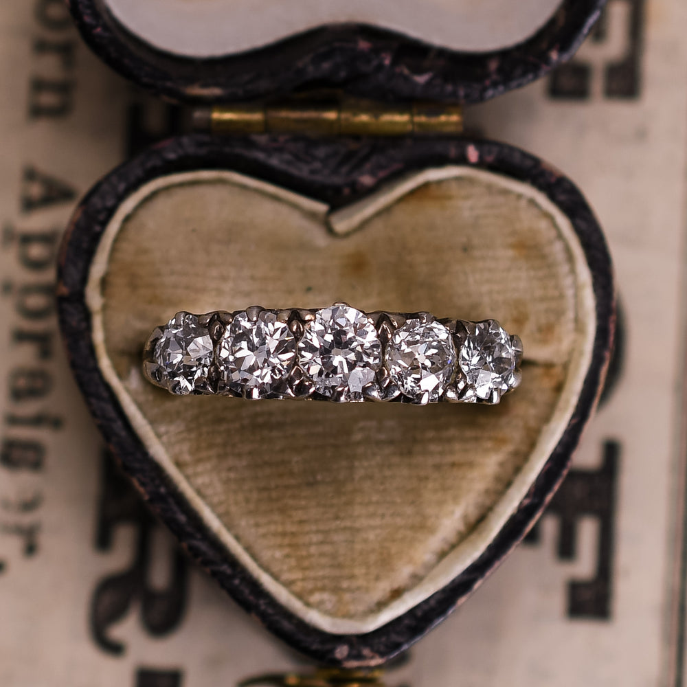 Victorian Diamond 5-Stone Half Hoop Ring
