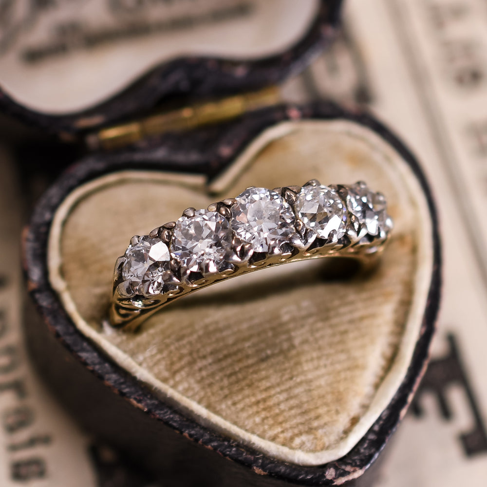 Victorian Diamond 5-Stone Half Hoop Ring