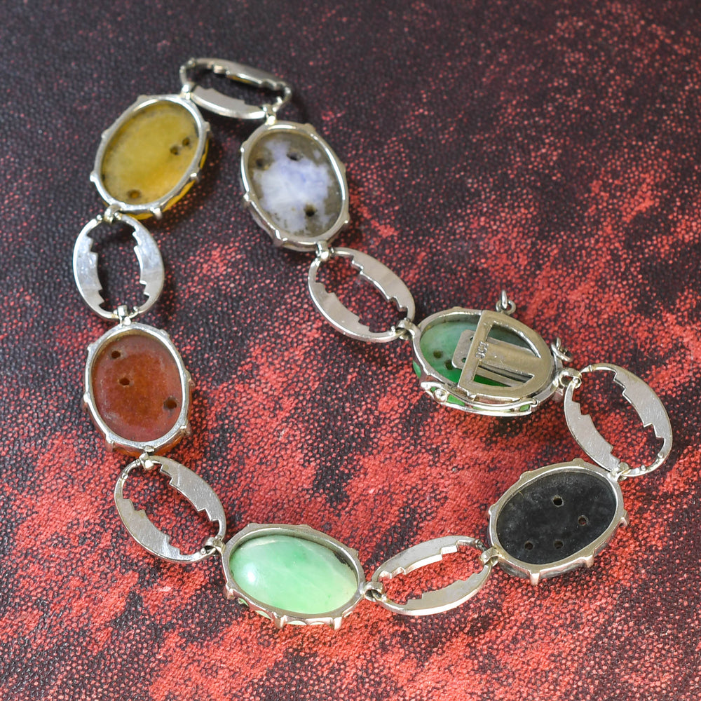 1930's Carved Jade Panel Bracelet