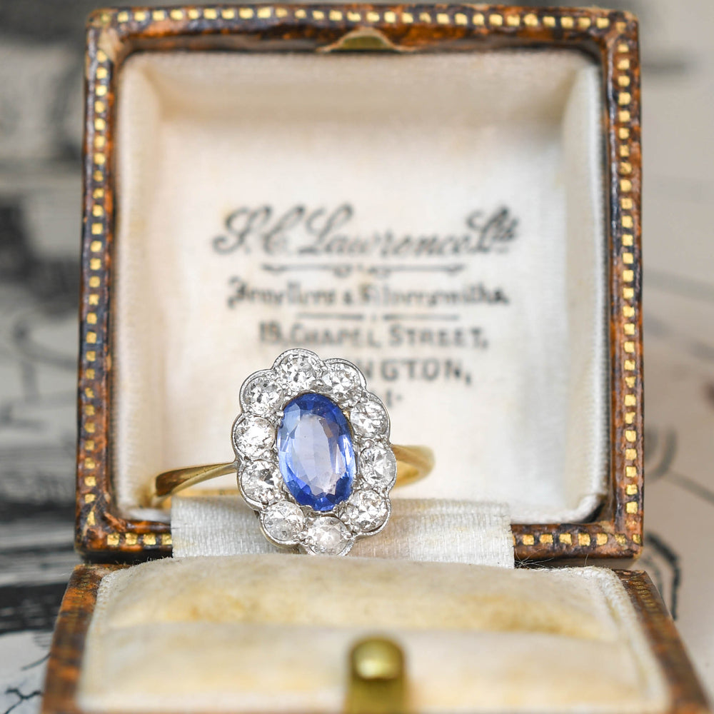 Edwardian Sapphire & Diamond Daisy Cluster Ring