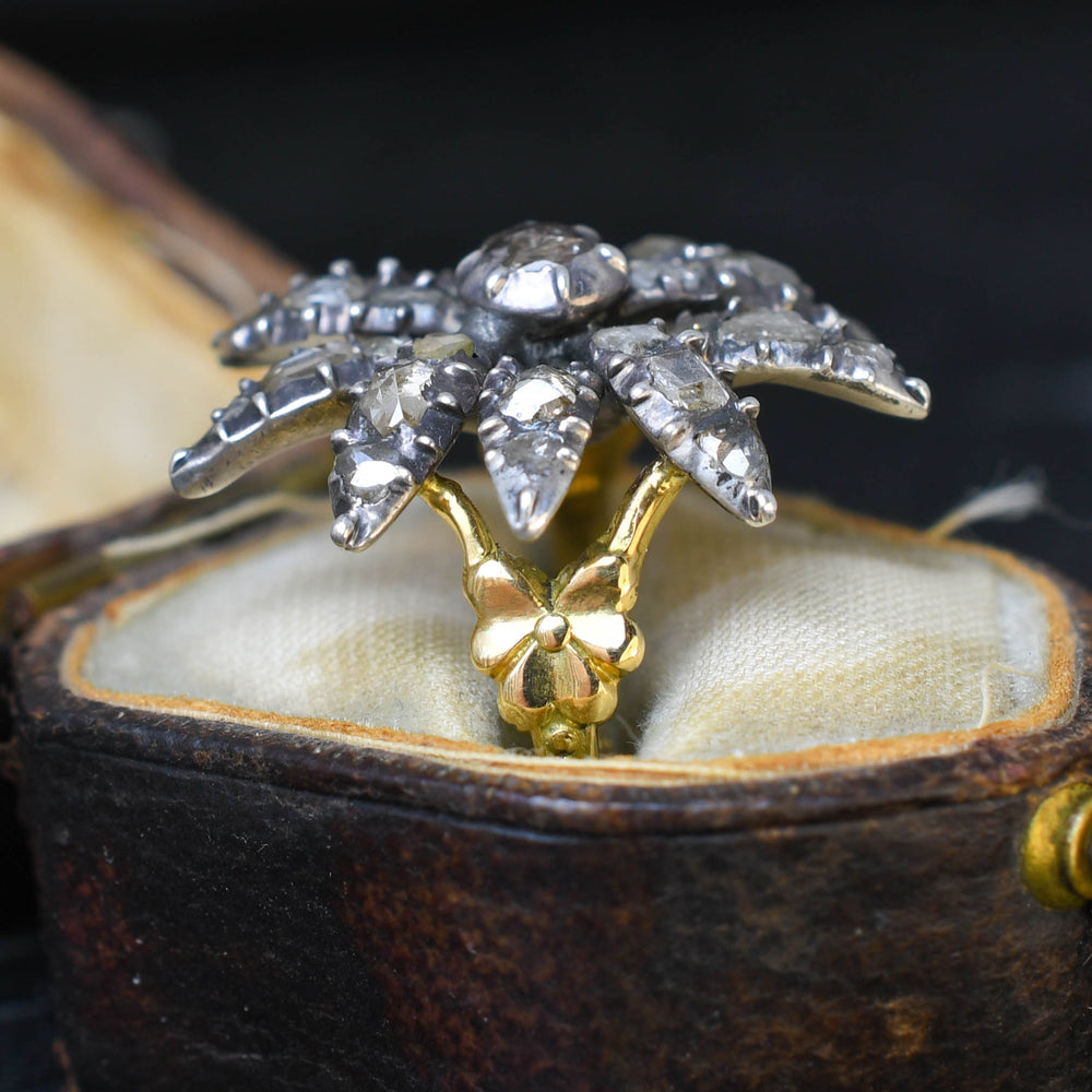 Georgian Rose & Table Cut Diamond Starburst Flower Ring
