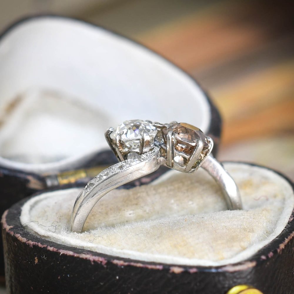 Edwardian Fancy Diamond Toi et Moi Ring
