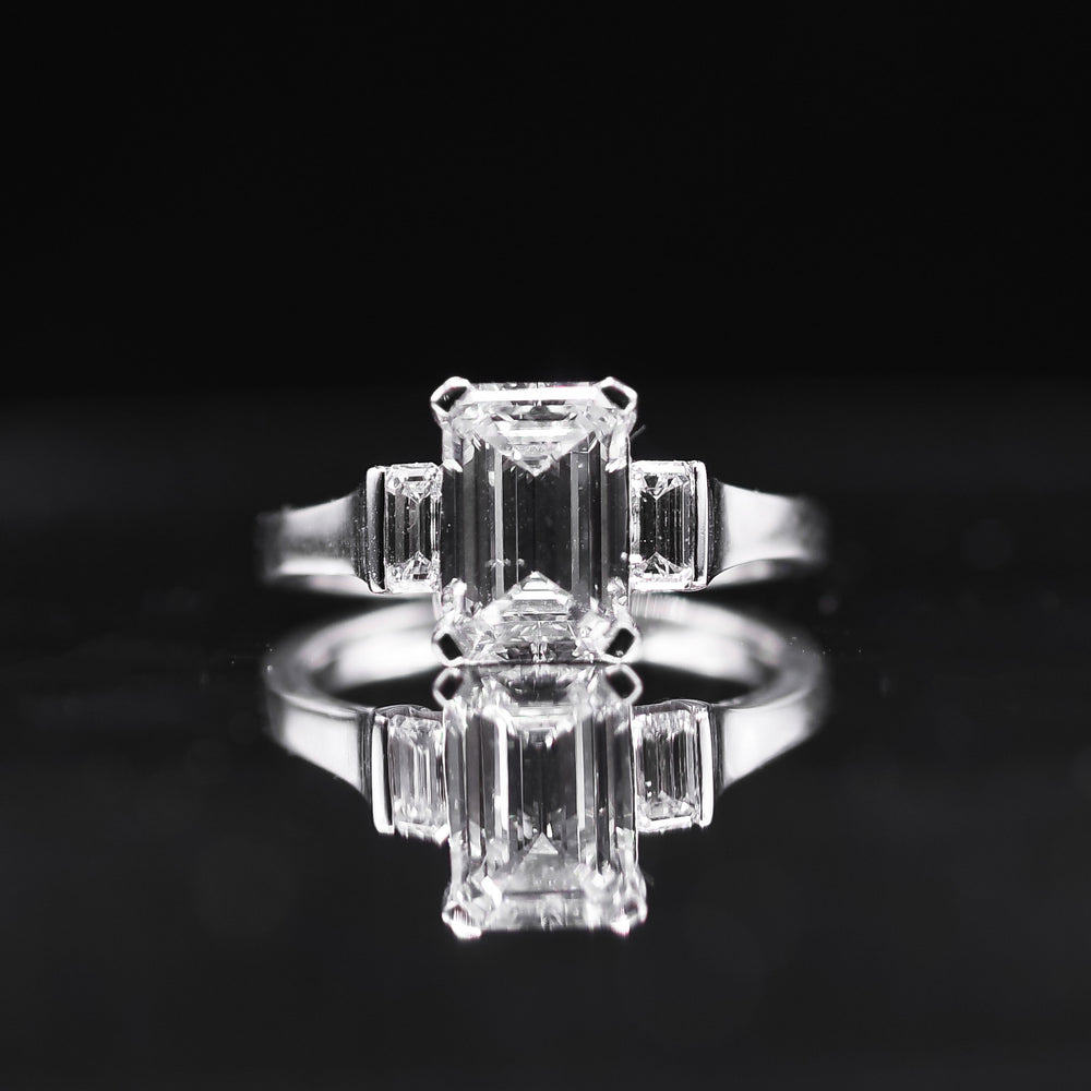 Vintage 1.57 Carat Emerald Cut Diamond Engagement Ring