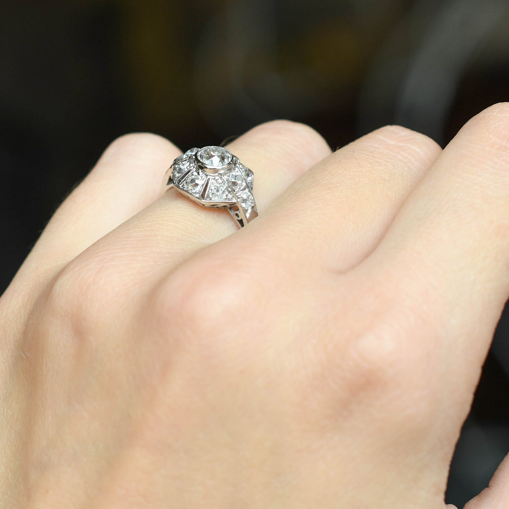 Art Deco Diamond Bombé Cluster Ring