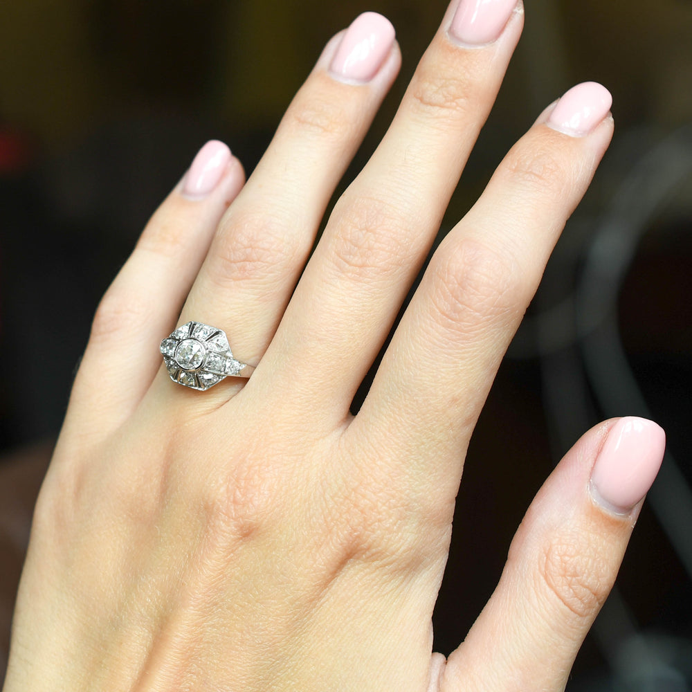 Art Deco Diamond Bombé Cluster Ring