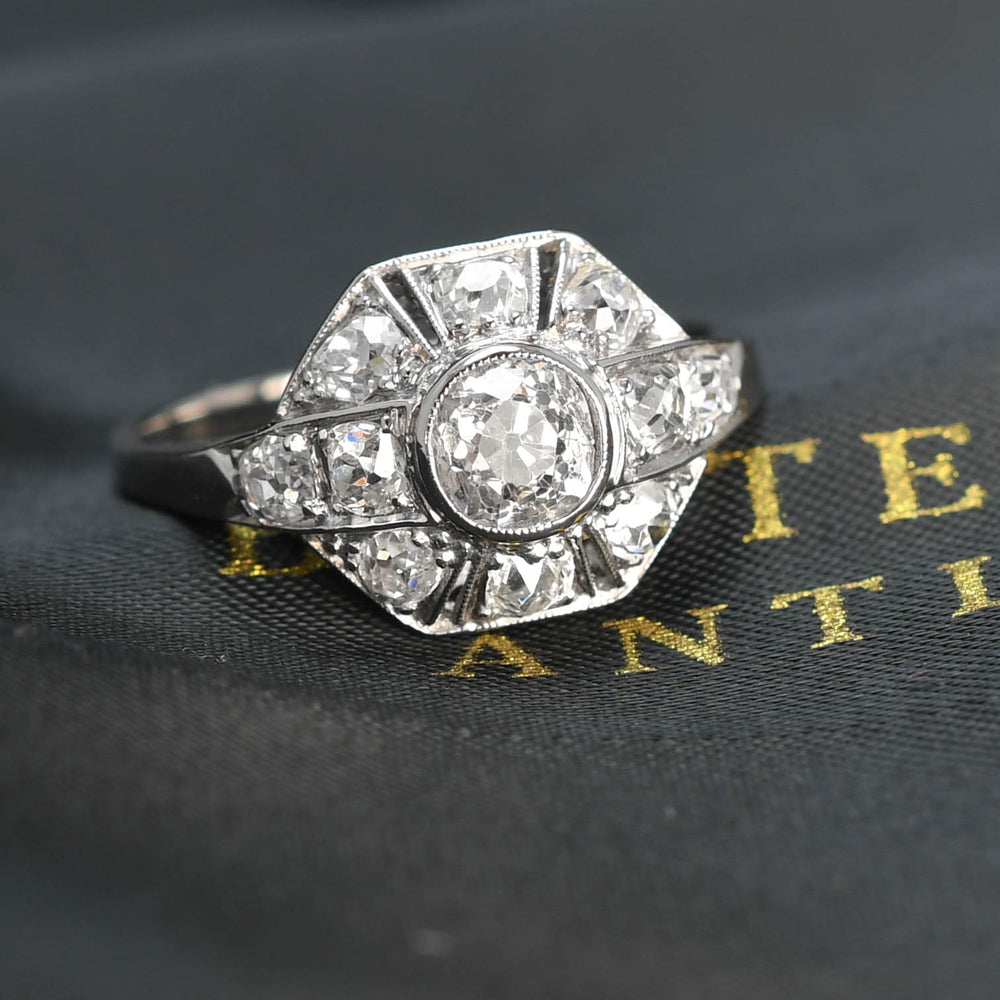 Art Deco Diamond Bombé Cluster Ring