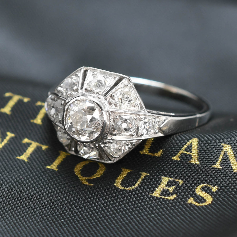 Art Deco Diamond Bombé Cluster Ring