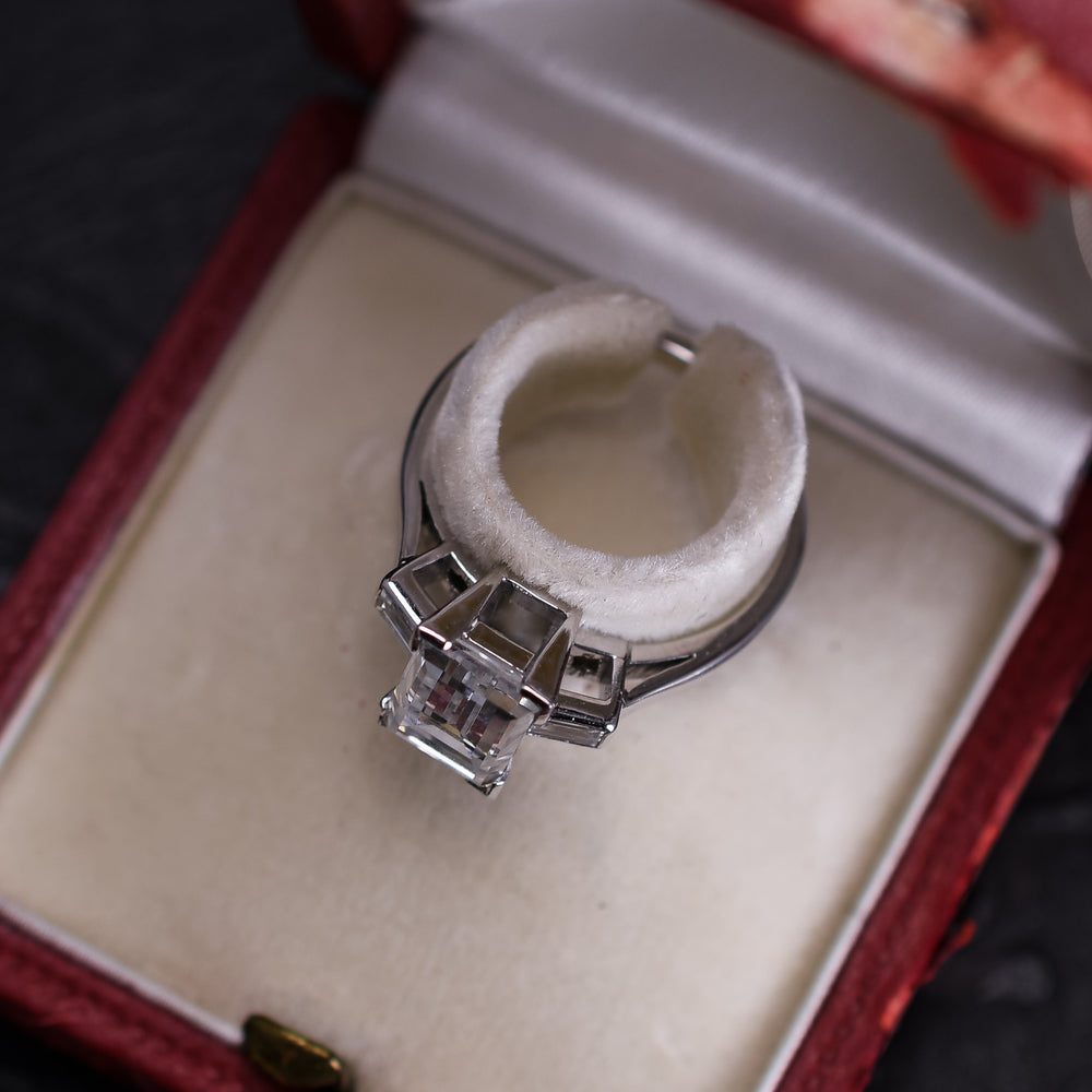 Antique Cartier 2.14 Carat Emerald Cut Diamond Engagement Ring