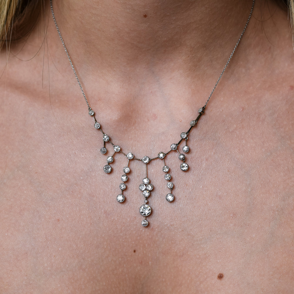 Edwardian Diamond Multi-Drop Necklace