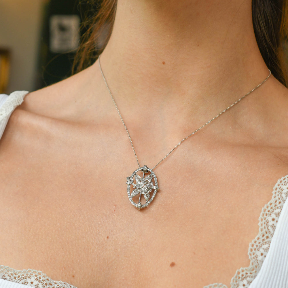 Edwardian Diamond Openwork Flower Brooch