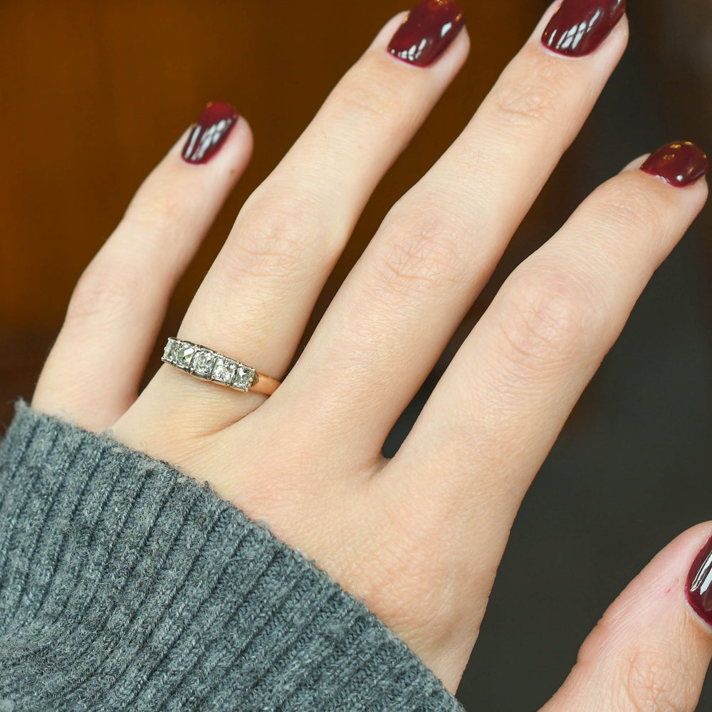 Georgian Peruzzi Cut Diamond 5-Stone Ring