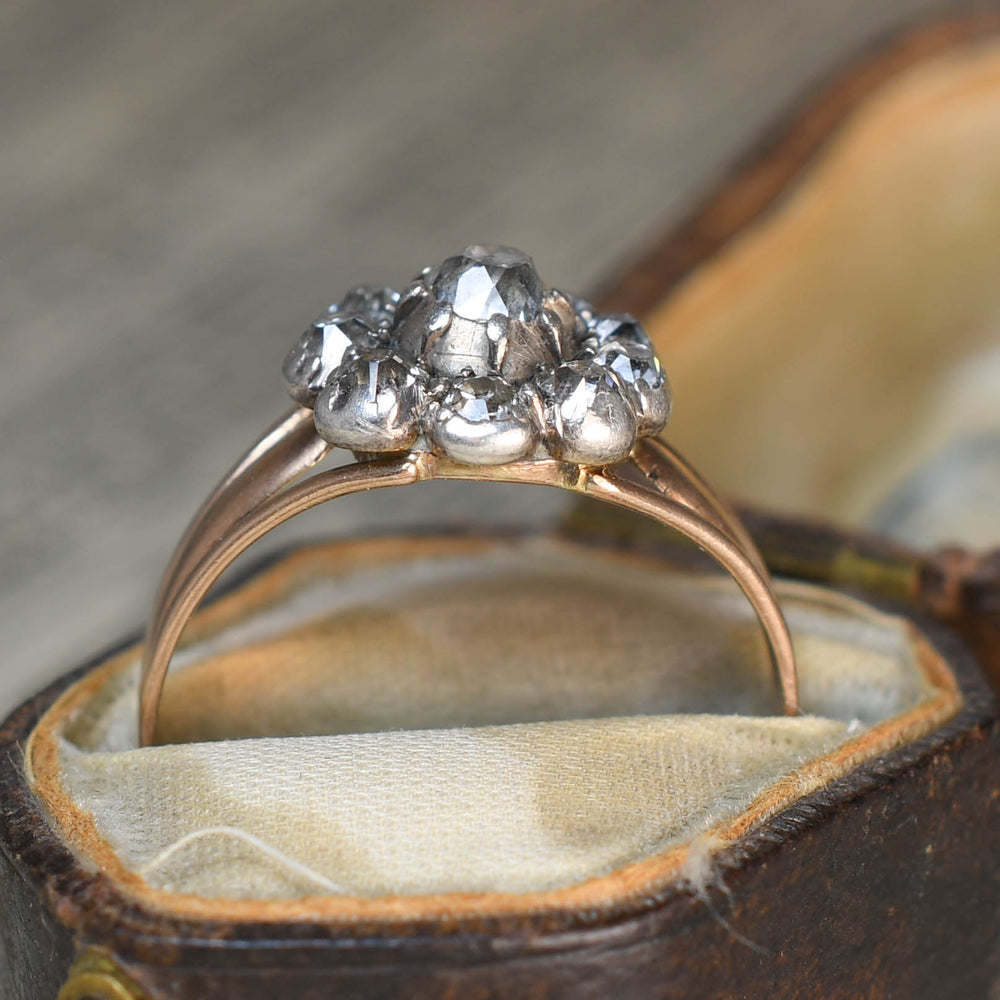 Georgian Old Cut Diamond Flower Cluster Ring