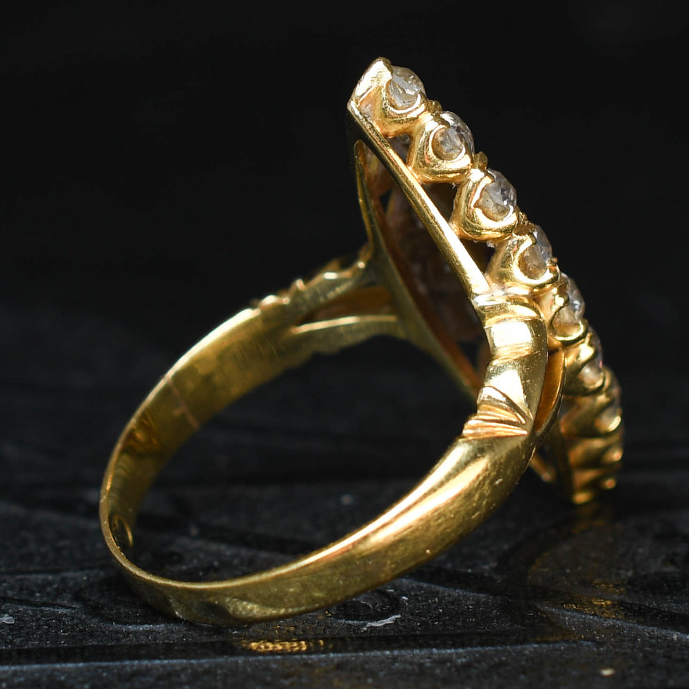 Victorian Ruby & Diamond Cluster Navette Ring