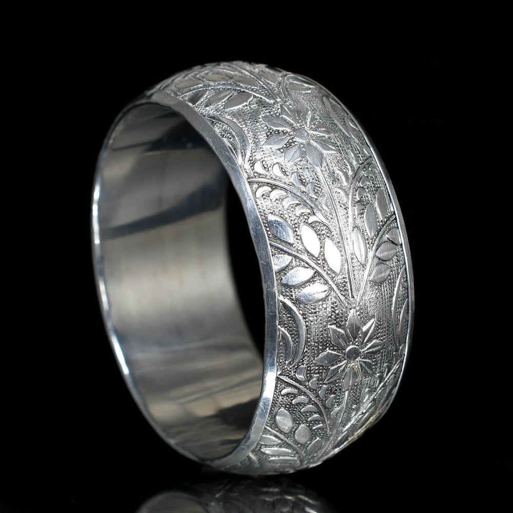 Victorian Rare Aluminium Floral Cuff Bangle